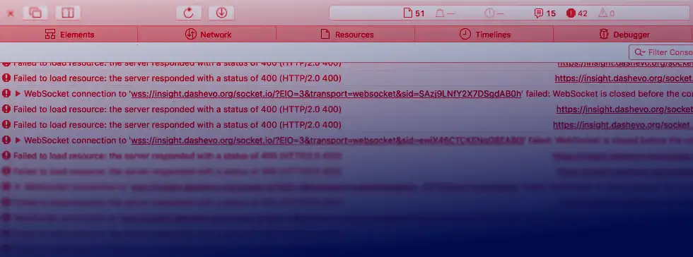 Screenshot of browser error panel